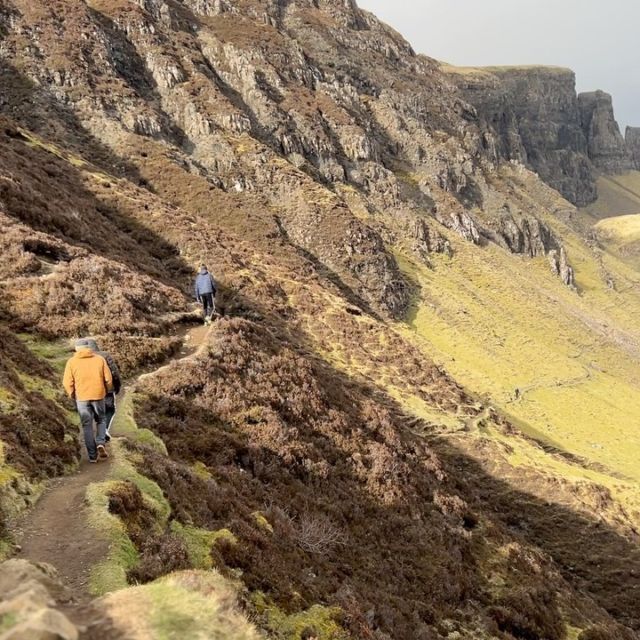 Exploring the Quiraing, a massive landslip on the Trotternish Peninsula on the Isle Skye. (PSA — the weather goes sideways on a dime up here, which perhaps makes it even more of a wildly spectacular place)